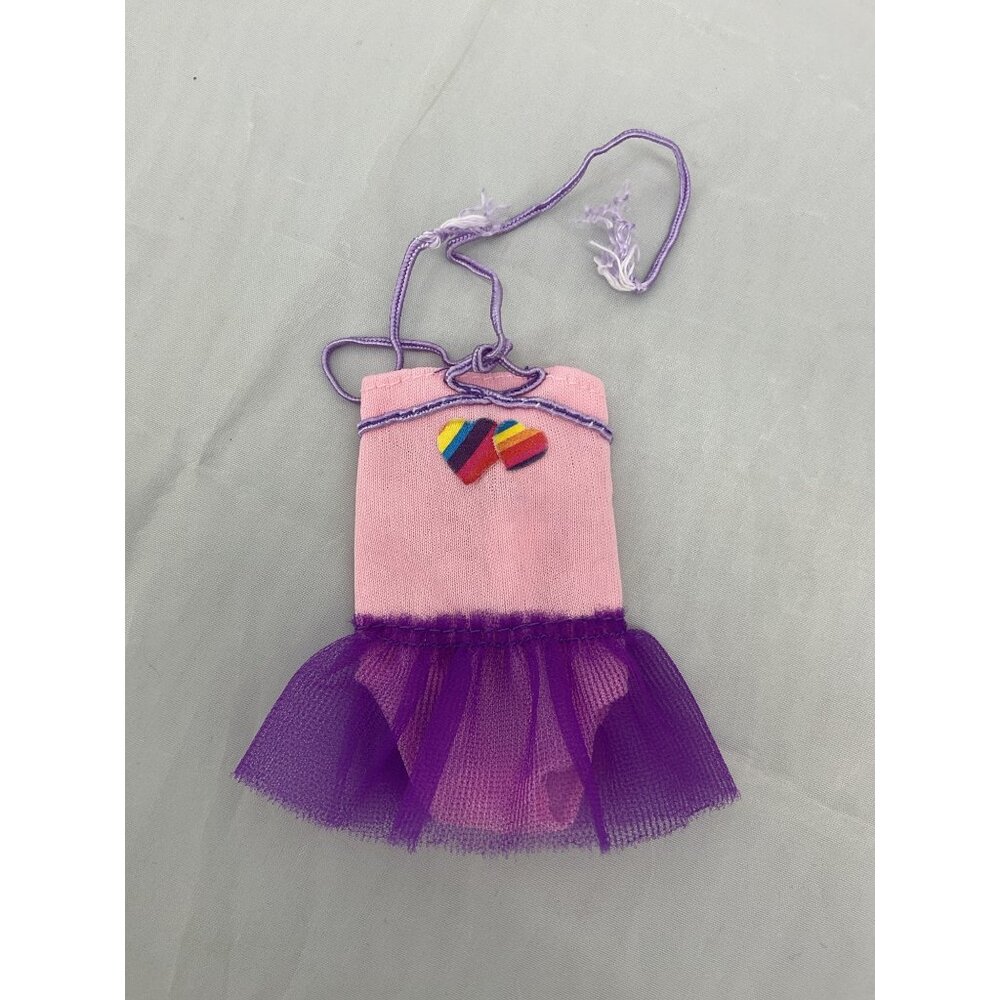 Vintage Doll Ballerina Tutu Dress Pink & Purple Rainbow Heart Kidcore